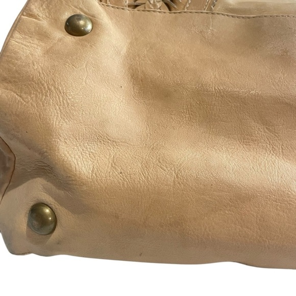 Eske Tan Soft Leather Large Braided Satchel Shoulder Bag - Picture 11 of 16